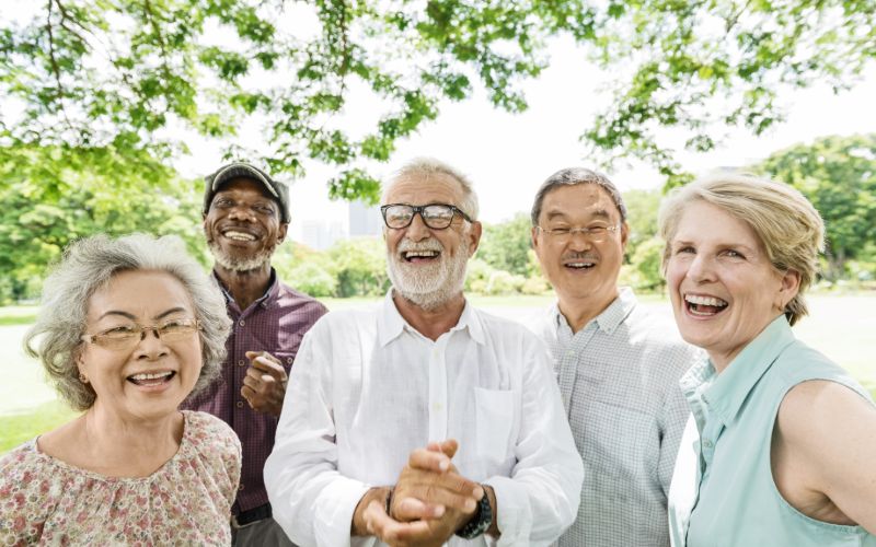 group of elderly people smiling